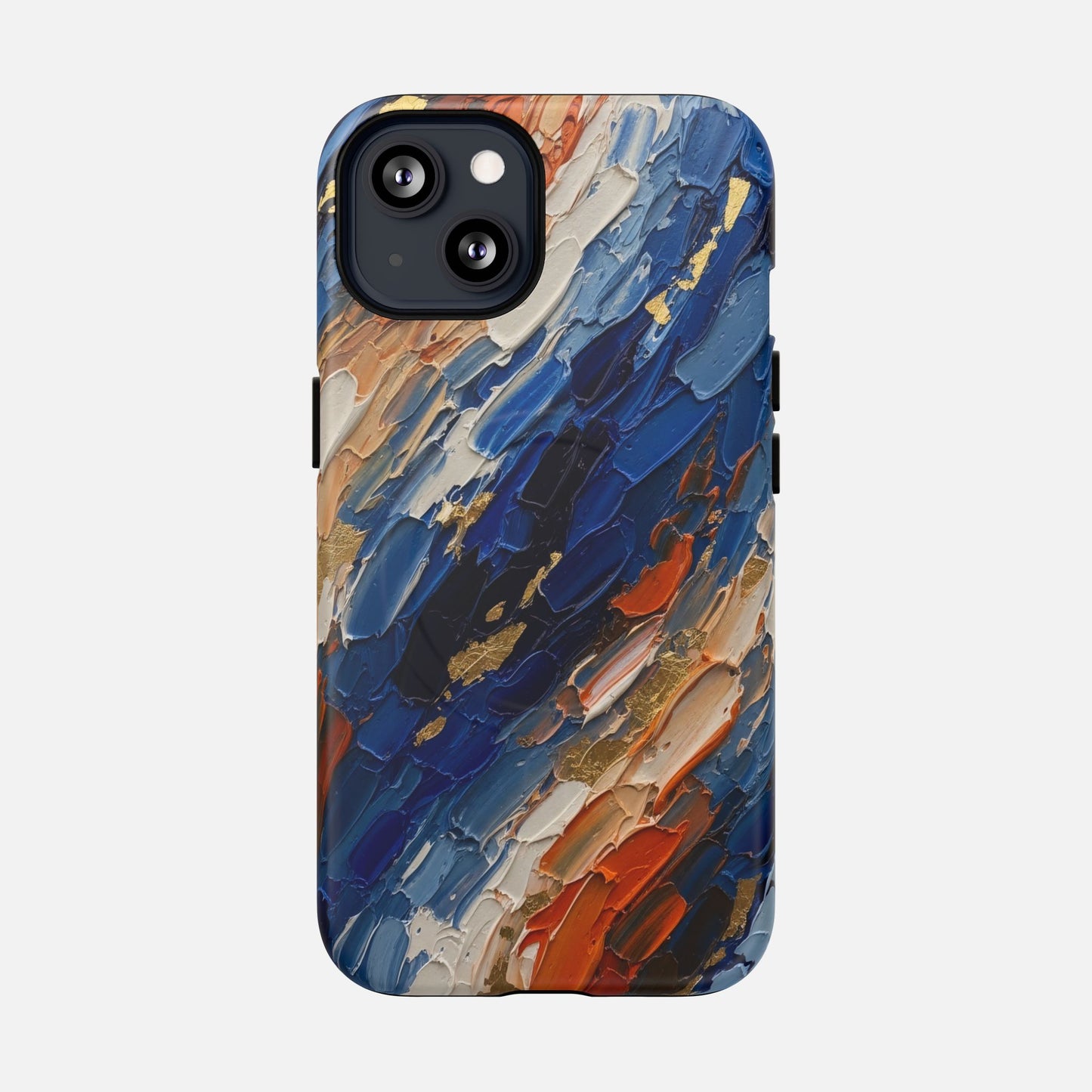 Magnetic Phone Case — Abstract Blue & Orange Paint Texture iPhone 13 Matte Phone Case