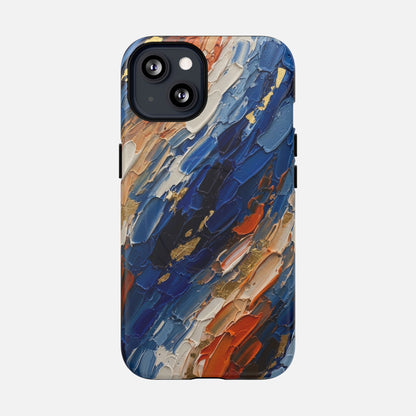 Magnetic Phone Case — Abstract Blue & Orange Paint Texture iPhone 13 Matte Phone Case