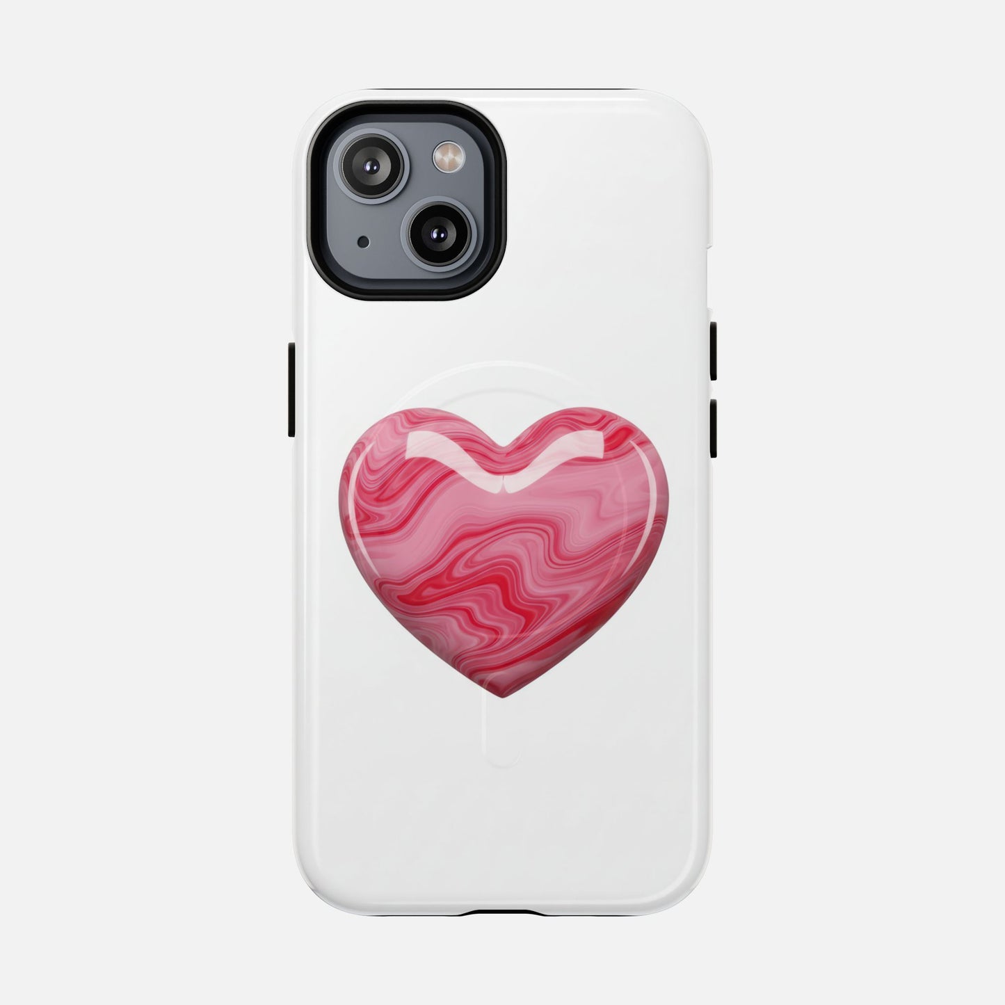 Pink Marble Heart iPhone Case — Tough Magnetic | MagSafe Compatible