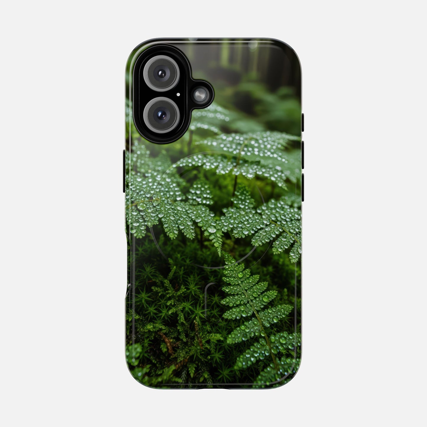Fern Dew Tough Magnetic Phone Case — Nature Photography Protective Cover iPhone 16 Glossy Phone Case
