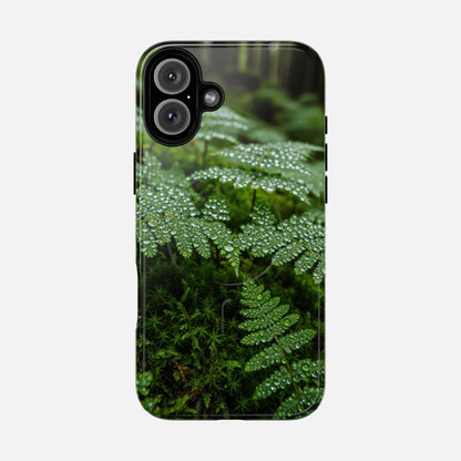 Fern Dew Tough Magnetic Phone Case — Nature Photography Protective Cover iPhone 16 Plus Glossy Phone Case