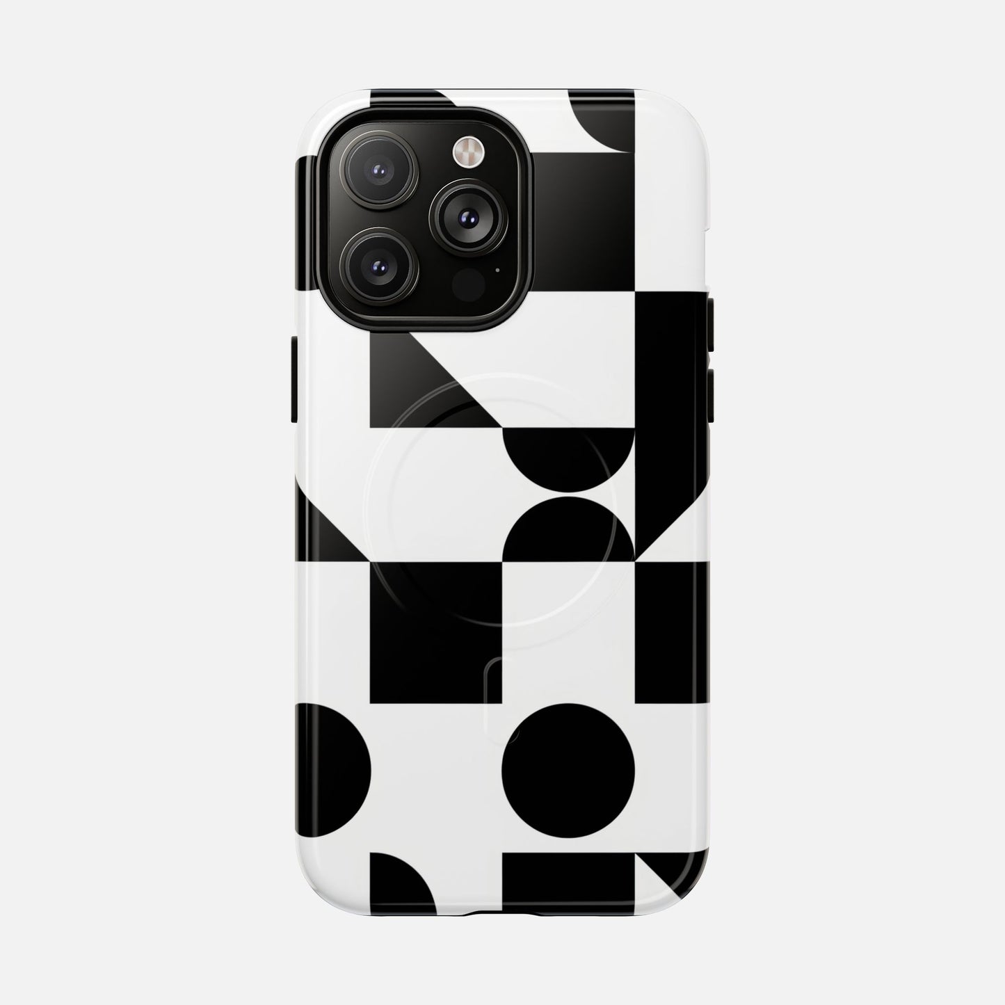 Geometric Black & White iPhone Case — Tough Magnetic | MagSafe Compatible