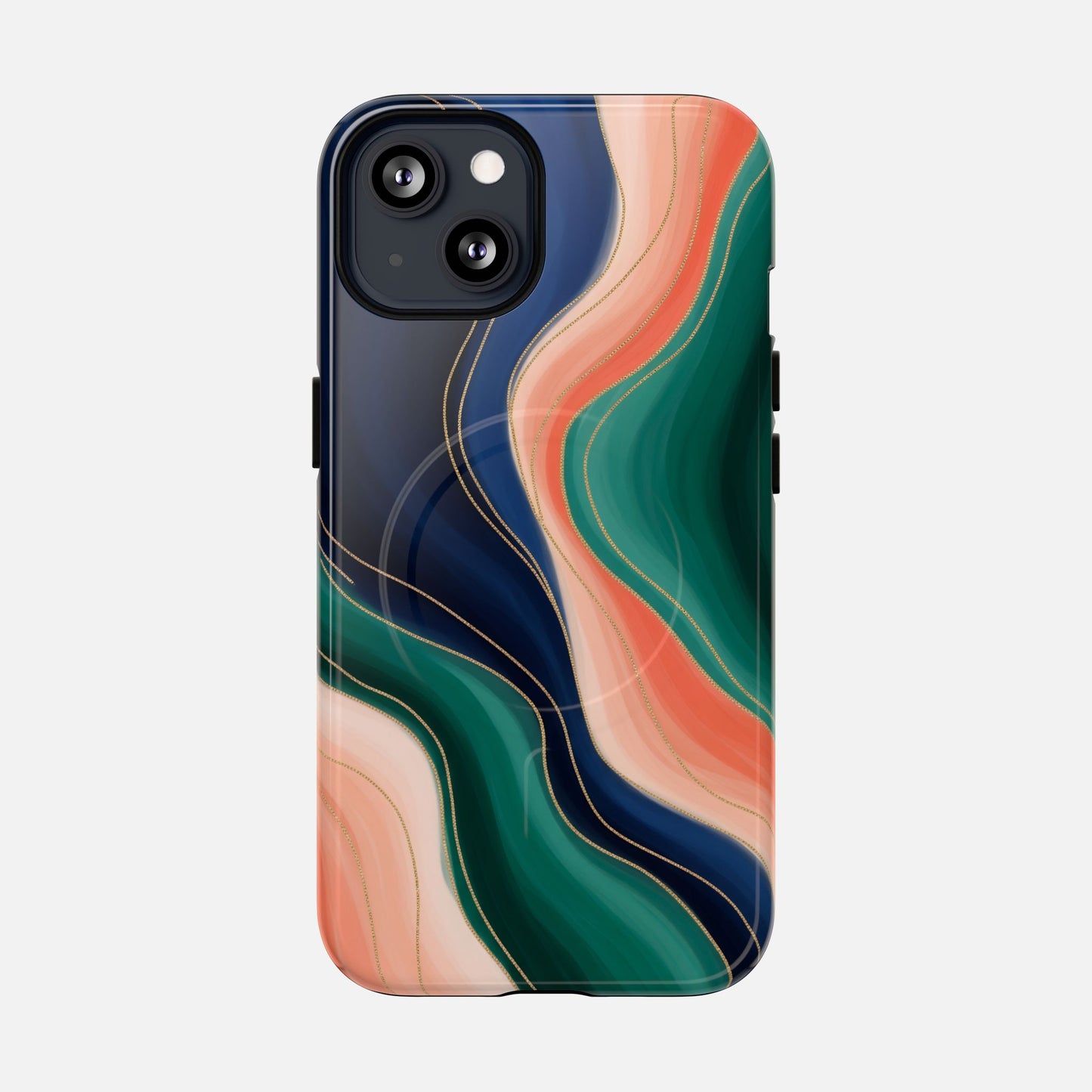 Magnetic Tough Case — Abstract Ocean Wave Design Phone Cover iPhone 13 Glossy Phone Case