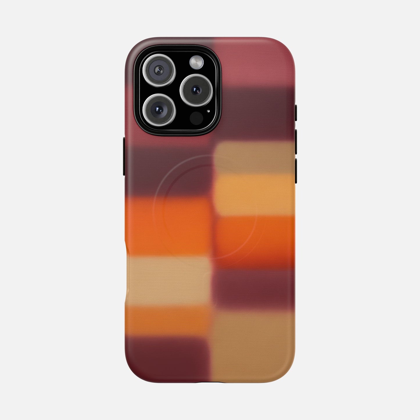 Phone case with gradient stripes in warm tones, modern design for iPhone