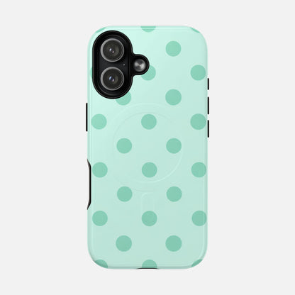 Mint Polka Dot iPhone Case — Tough Magnetic | MagSafe Compatible