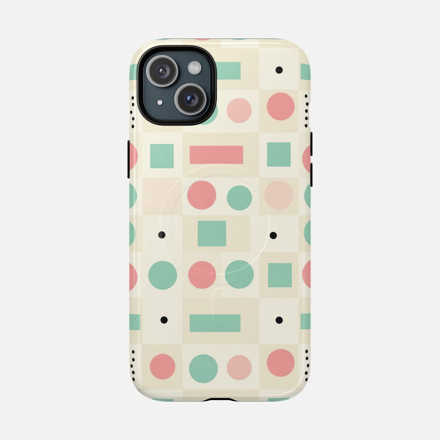 Pastel Circles & Squares iPhone Case — Tough Magnetic | MagSafe Compatible