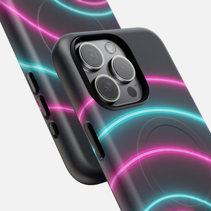 Neon Arc with Pink & Teal Glow iPhone Case — Tough Magnetic | MagSafe Compatible