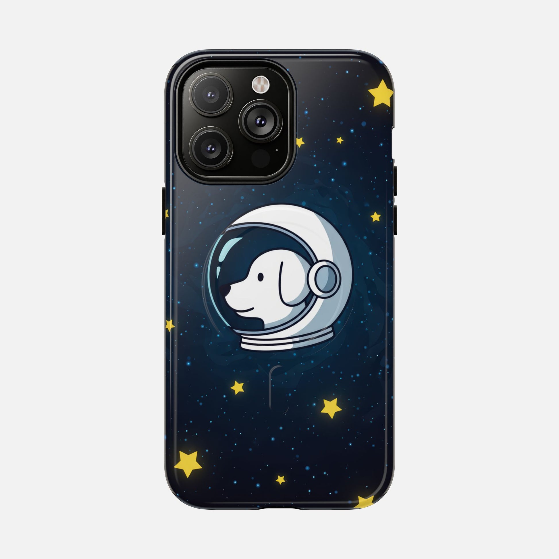 Astronaut Dog Magnetic Phone Case — Cute Space Puppy iPhone Cover with Stars iPhone 14 Pro Max Glossy Phone Case