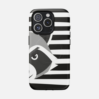 Raccoon Stripe Tough Magnetic Phone Case — Black & White Animal Design iPhone 15 Pro Matte Phone Case