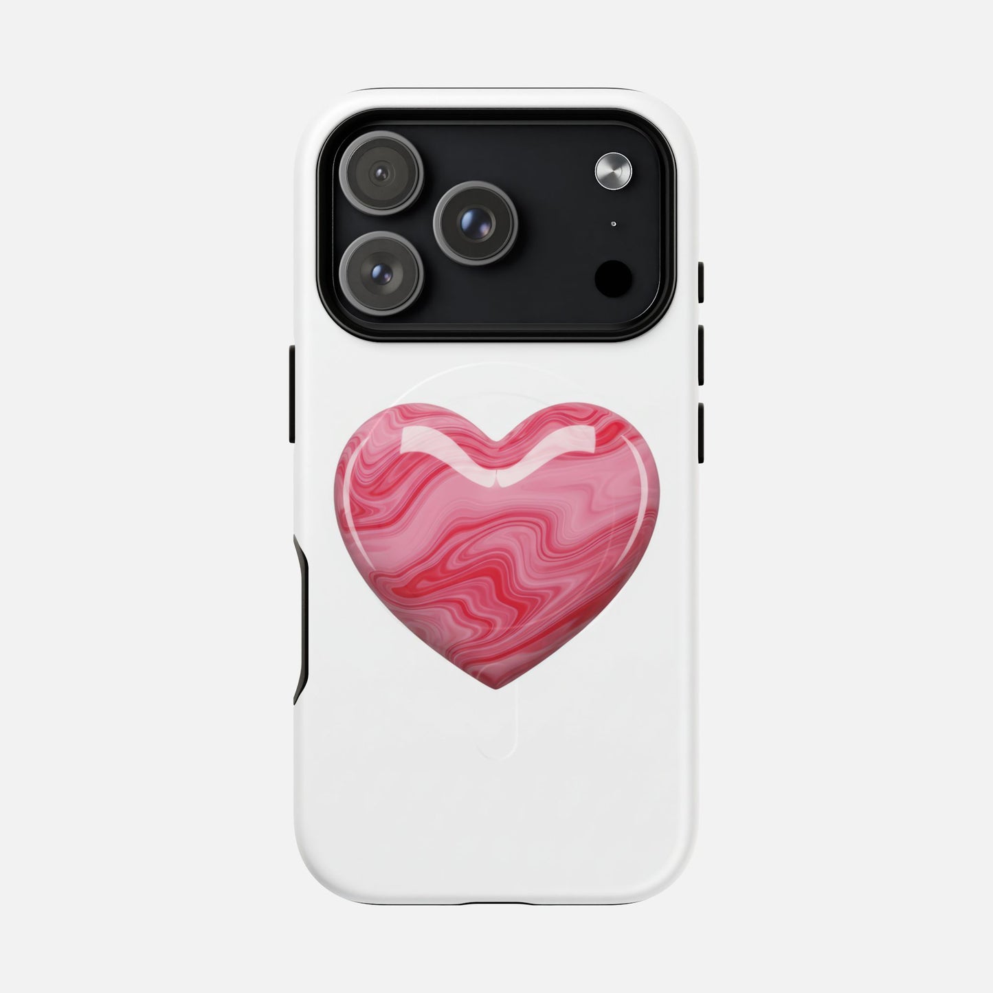 Pink Marble Heart iPhone Case — Tough Magnetic | MagSafe Compatible