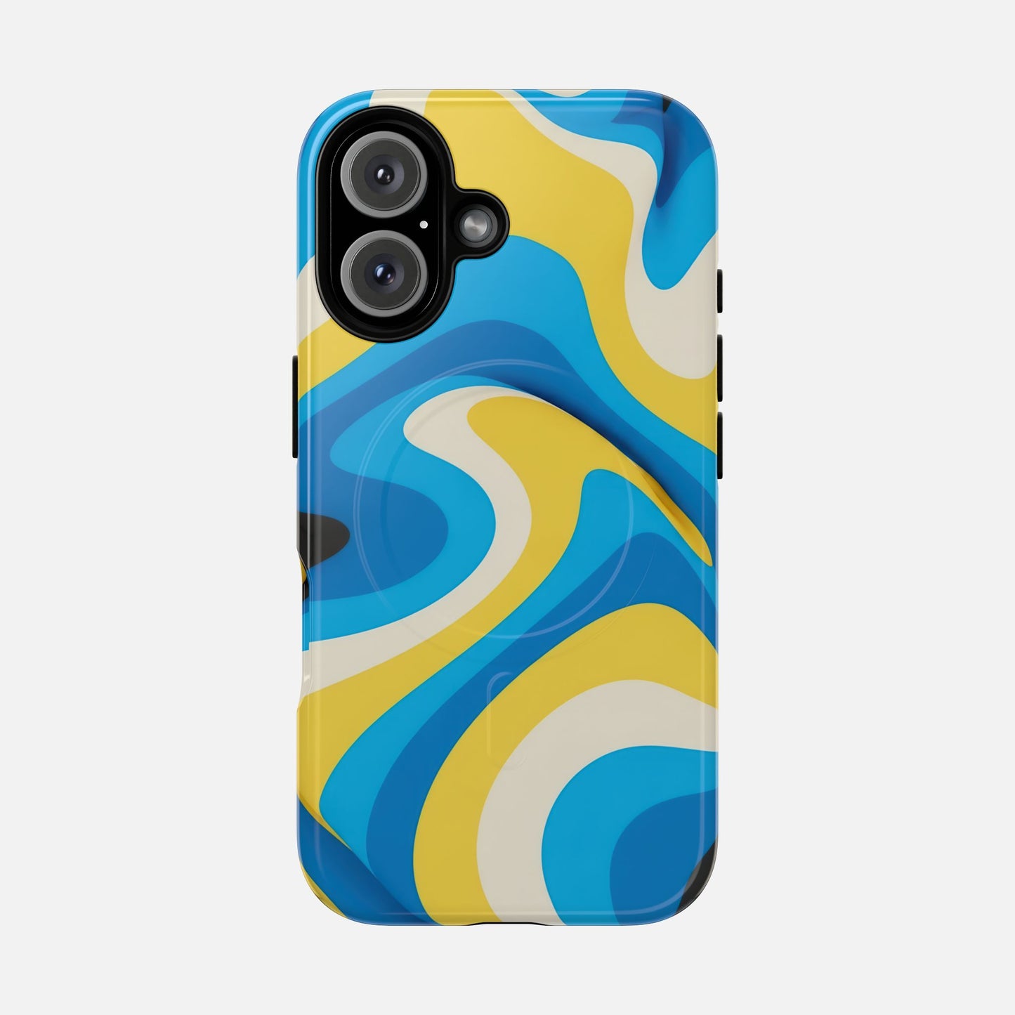 Blue & Yellow Abstract Swirl iPhone Case — Tough Magnetic | MagSafe Compatible