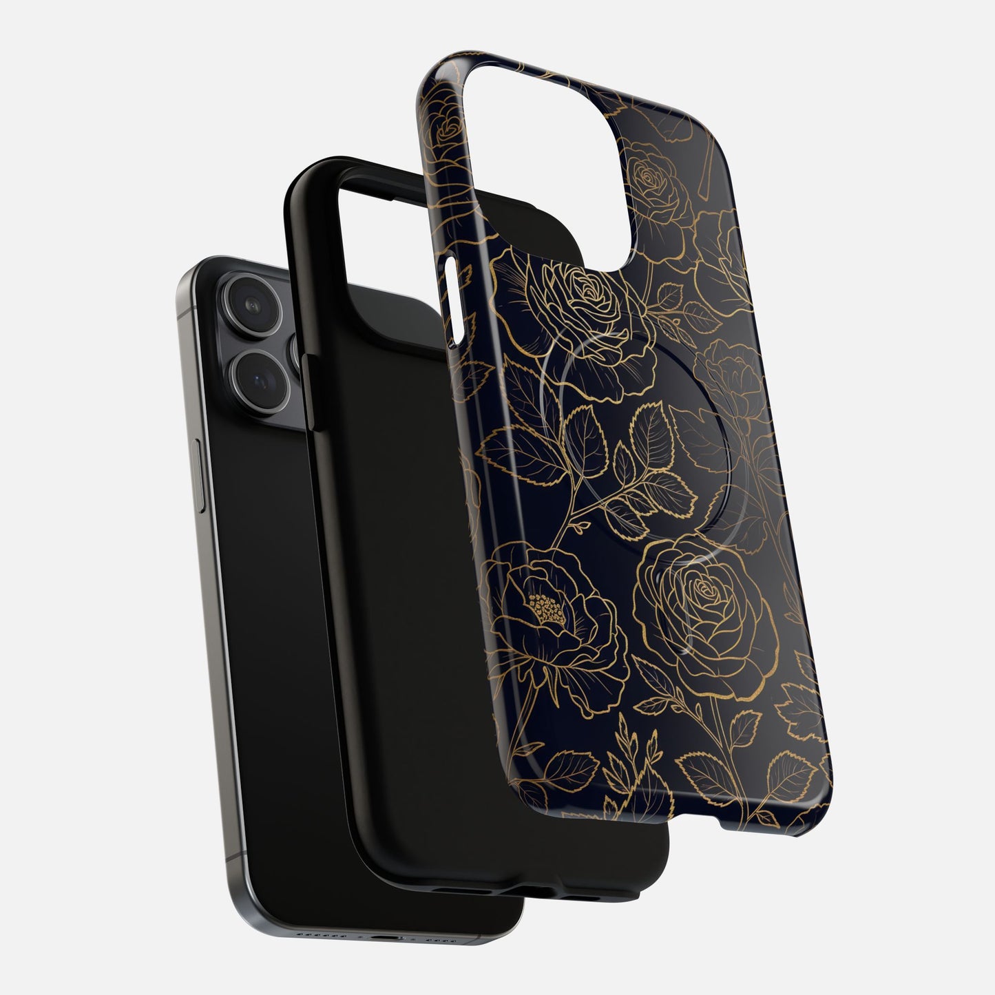 Floral Gold Outline iPhone Case — Tough Magnetic | MagSafe Compatible