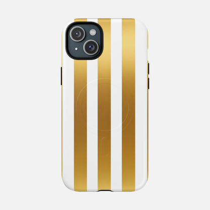 Gold & White Stripe iPhone Case — Tough Magnetic | MagSafe Compatible