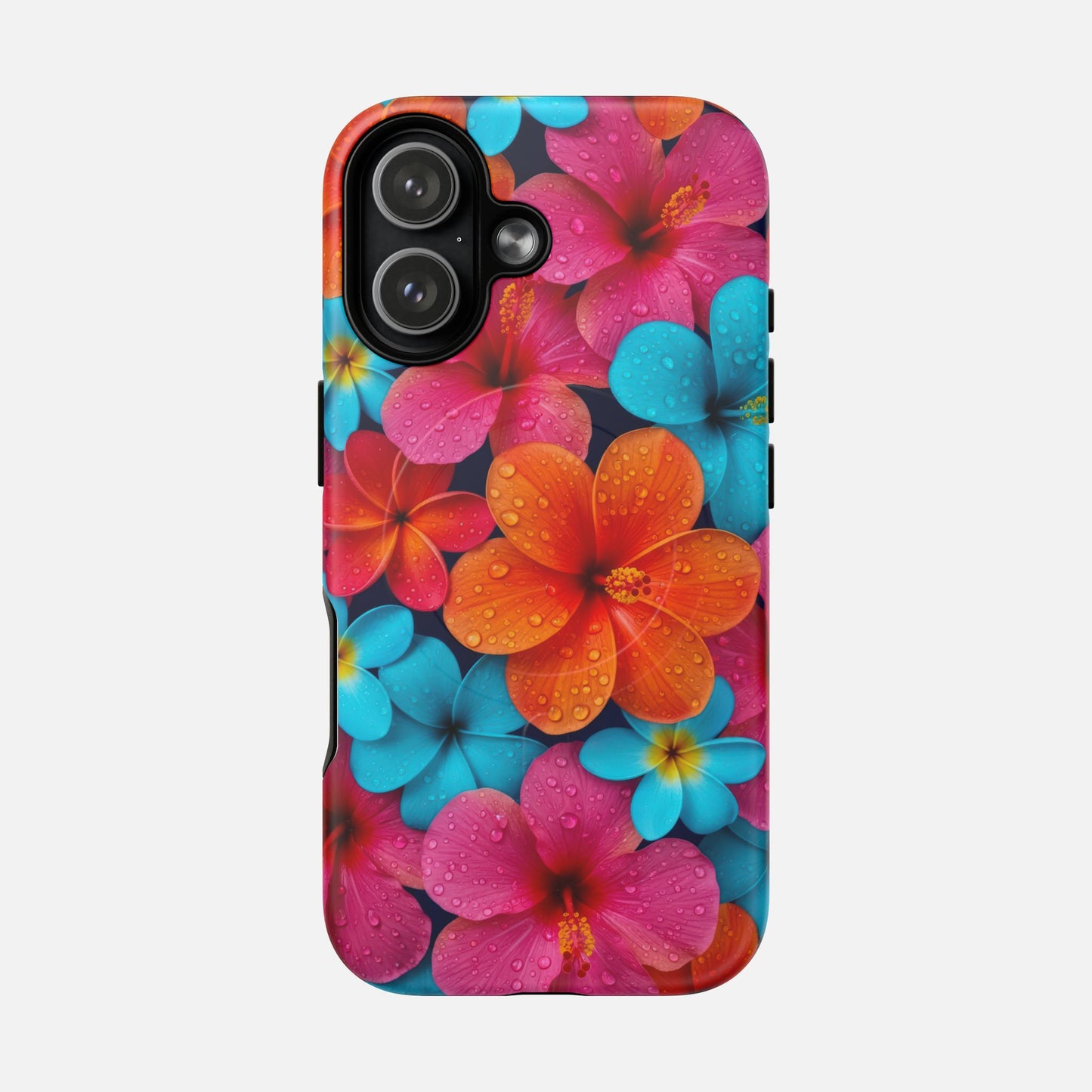Colorful Tropical Plumeria Floral iPhone Case — Tough Magnetic | MagSafe Compatible
