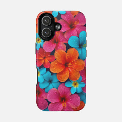 Colorful Tropical Plumeria Floral iPhone Case — Tough Magnetic | MagSafe Compatible