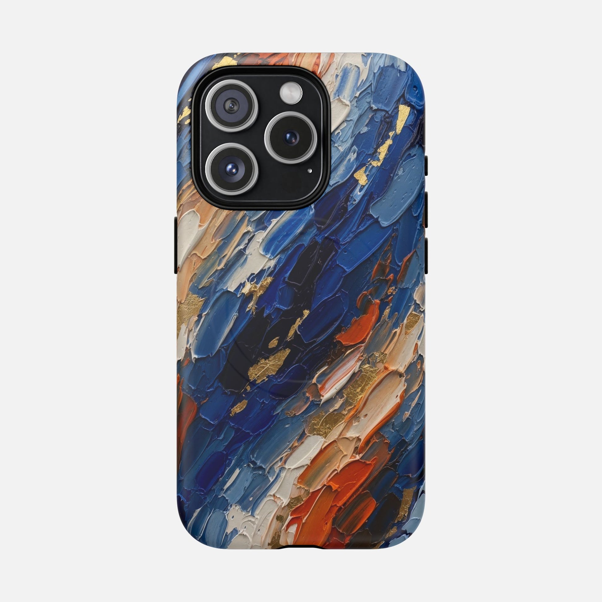 Magnetic Phone Case — Abstract Blue & Orange Paint Texture iPhone 15 Pro Matte Phone Case