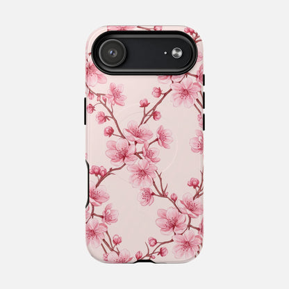 Pink Cherry Blossom iPhone Case — Tough Magnetic | MagSafe Compatible