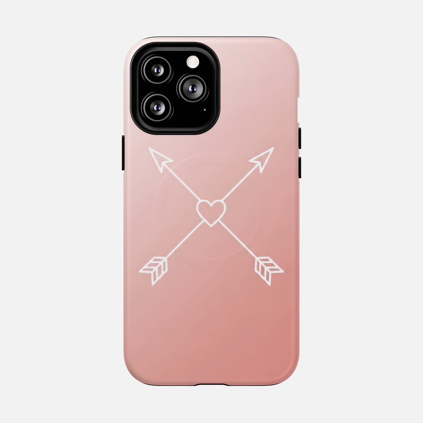 Rose Gold & Heart & Crossed Arrows Design iPhone Case — Tough Magnetic | MagSafe Compatible