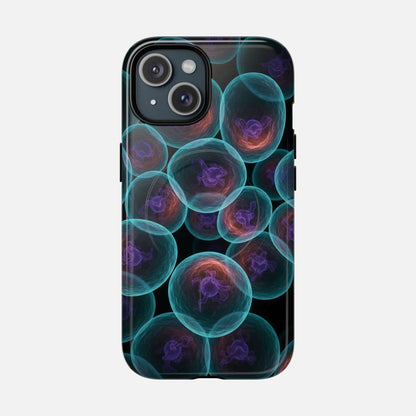 Abstract Neon Bubbles Magnetic Phone Case — Protective Tough Magnetic iPhone Cover iPhone 15 Glossy Phone Case
