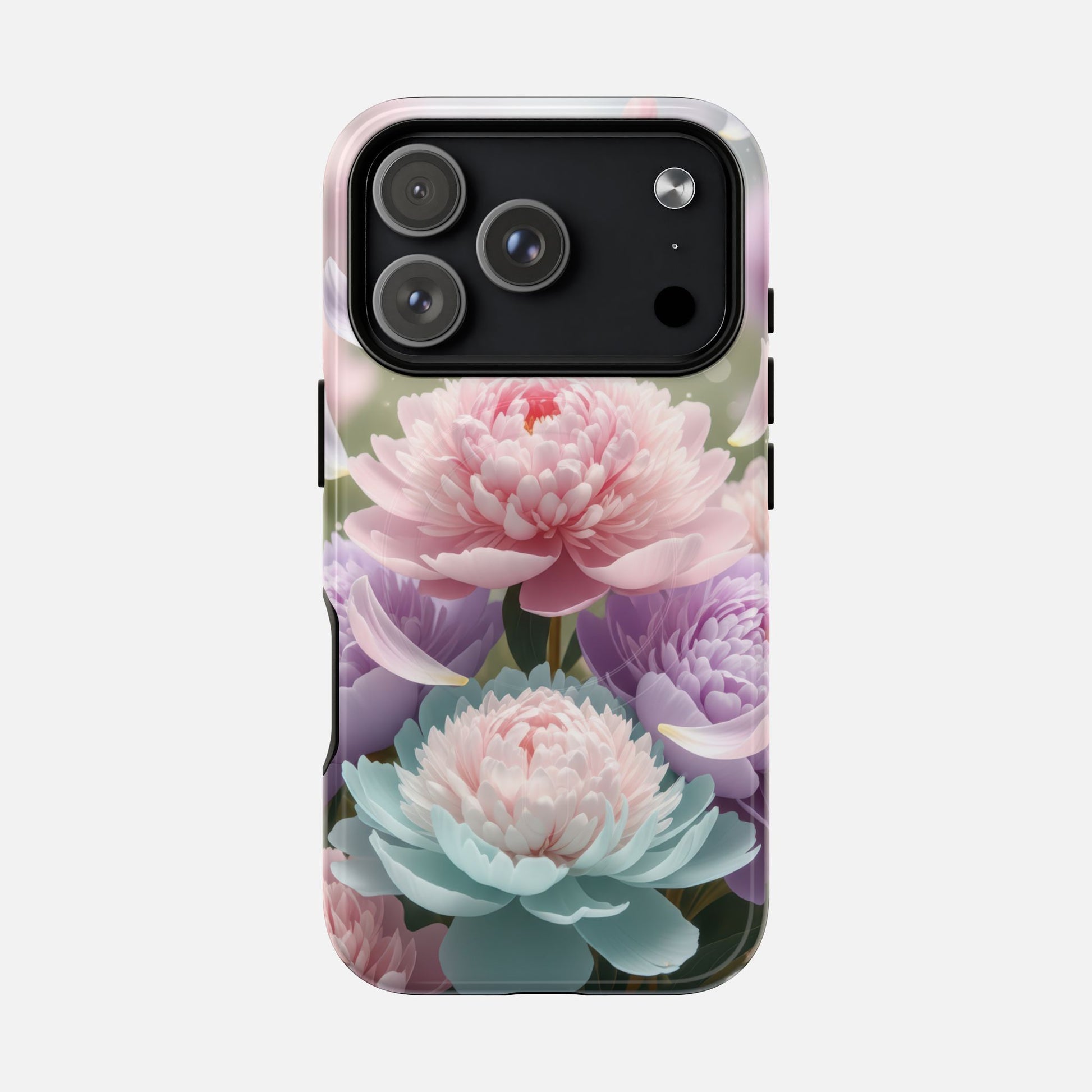 Floral Peony Tough Magnetic Phone Case — Pastel Peony Garden Protective Cover iPhone 17 Pro Glossy Phone Case