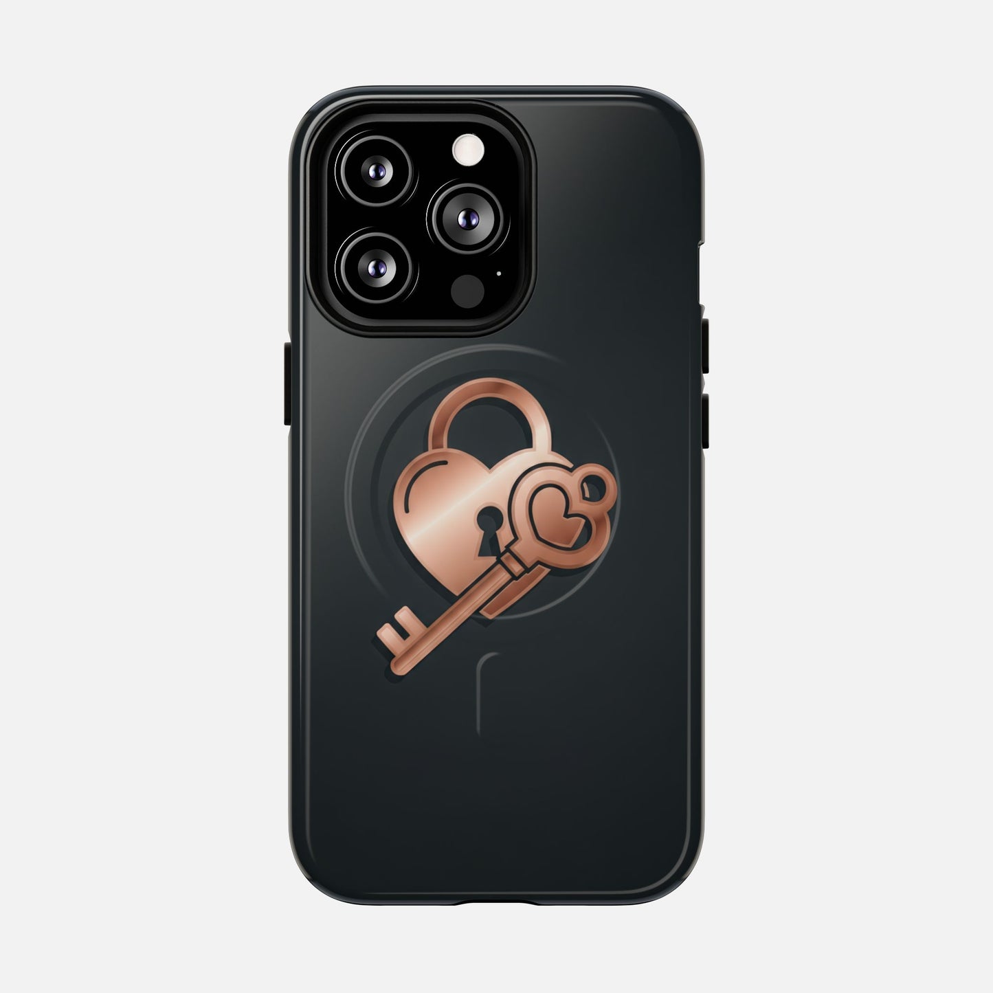Rose Gold Lock & Key Design iPhone Case — Tough Magnetic | MagSafe Compatible