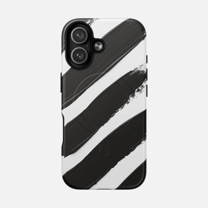 Abstract Black Brushstroke iPhone Case — Tough Magnetic | MagSafe Compatible