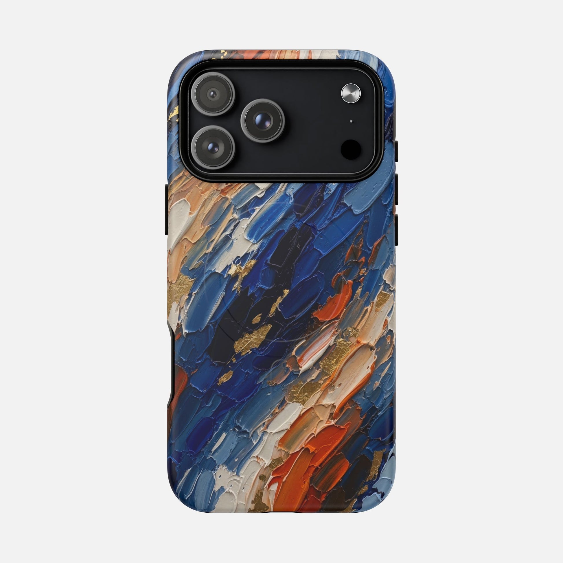 Magnetic Phone Case — Abstract Blue & Orange Paint Texture iPhone 17 Pro Max Matte Phone Case