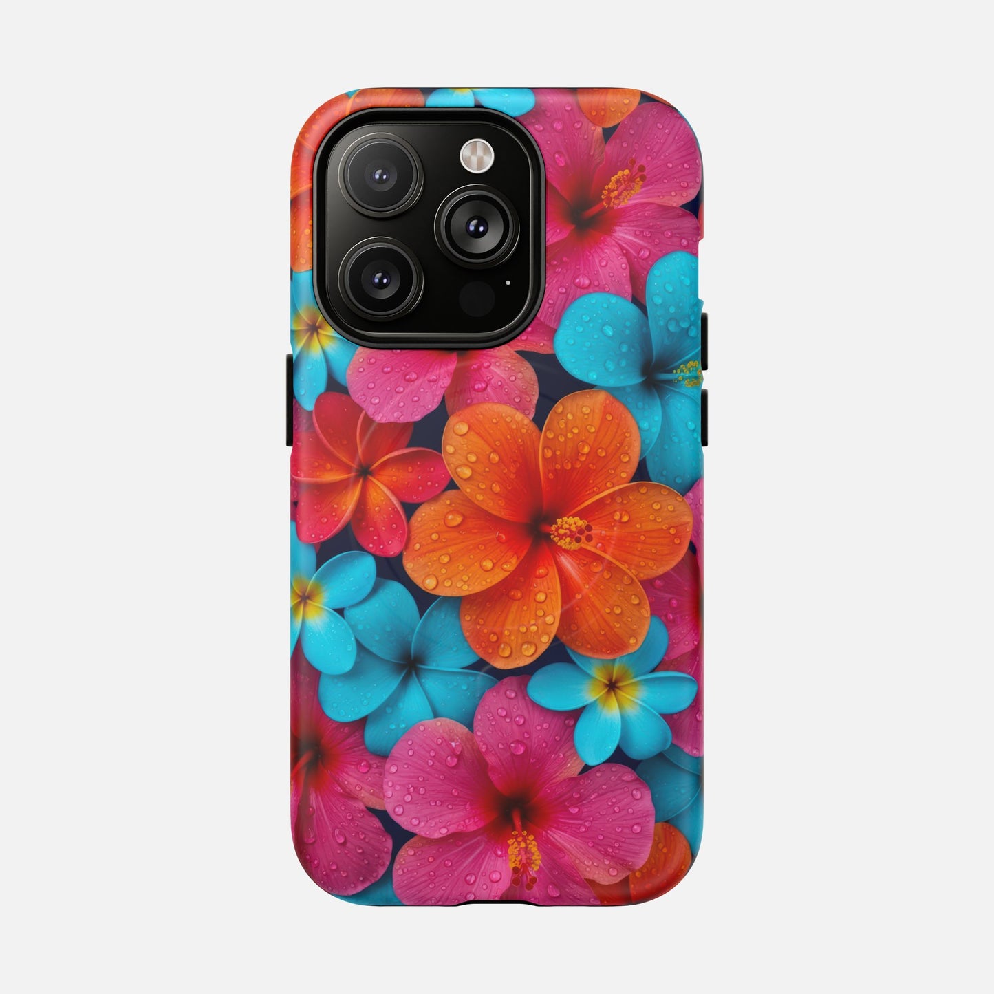 Phone Case — Colorful Tropical Plumeria Floral Magnetic Tough Case iPhone 14 Pro Matte Phone Case