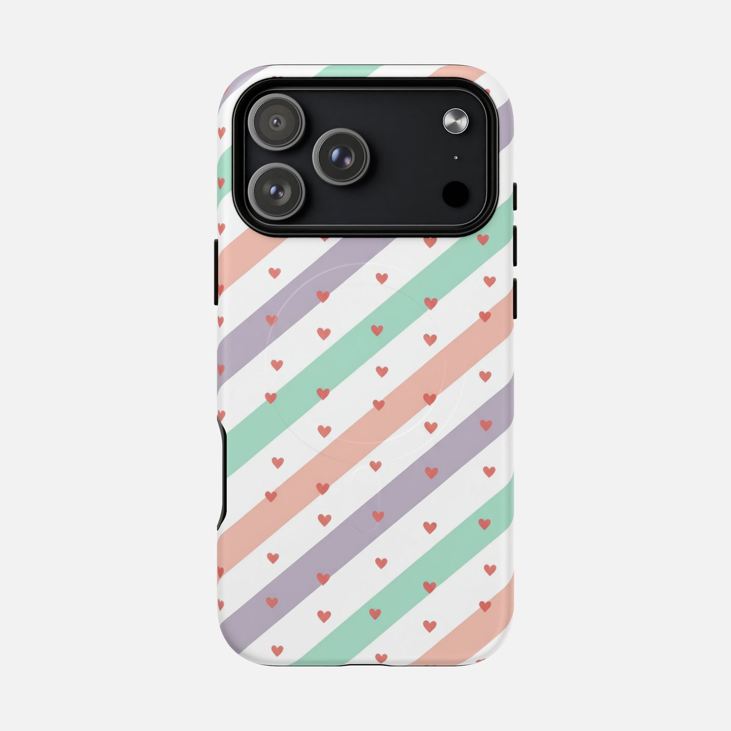 Valentine Pastel Stripes iPhone Case — Tough Magnetic | MagSafe Compatible