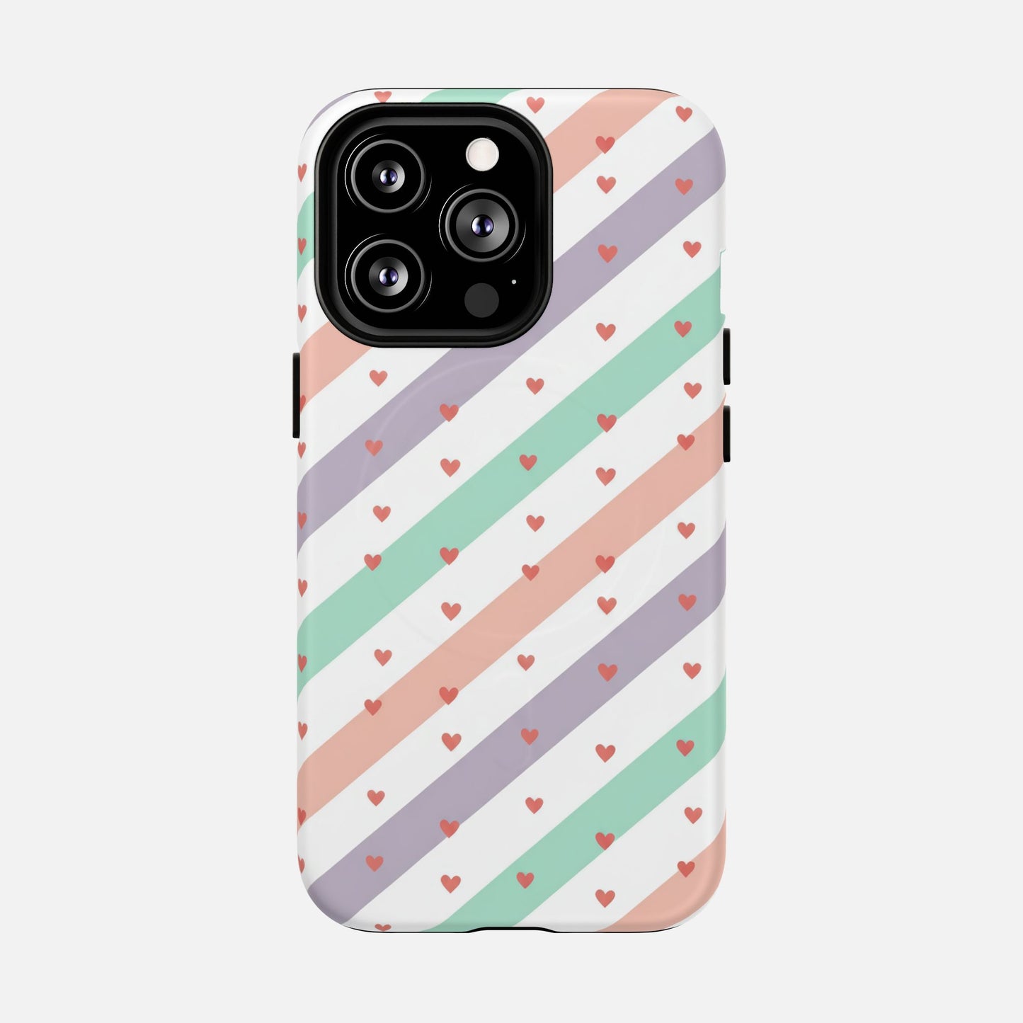 Valentine Pastel Stripes iPhone Case — Tough Magnetic | MagSafe Compatible