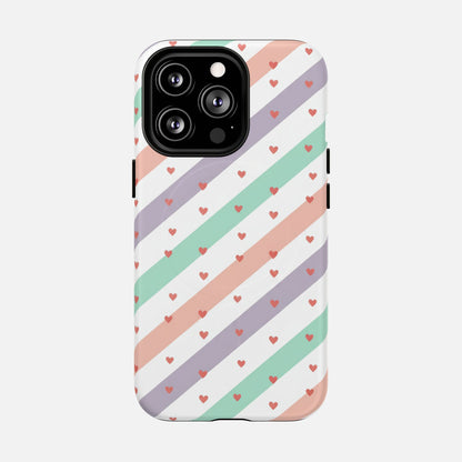 Valentine Pastel Stripes iPhone Case — Tough Magnetic | MagSafe Compatible