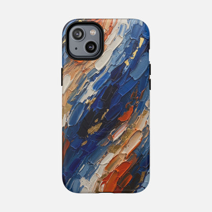 Magnetic Phone Case — Abstract Blue & Orange Paint Texture iPhone 14 Plus Matte Phone Case
