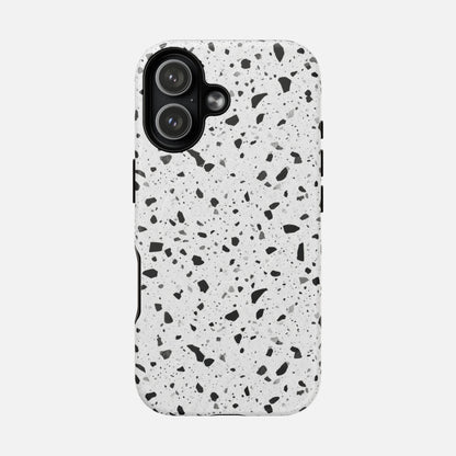 Terrazzo Black & White iPhone Case — Tough Magnetic | MagSafe Compatible