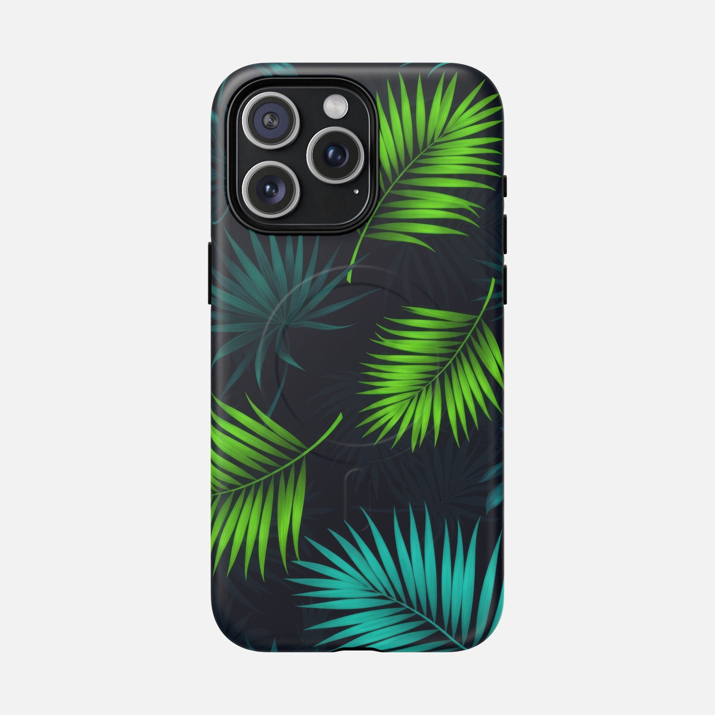 Tropical Palm Tough Magnetic Phone Case — Protective Magnetic iPhone Cover with Green Leaf Design iPhone 15 Pro Max Matte Phone Case