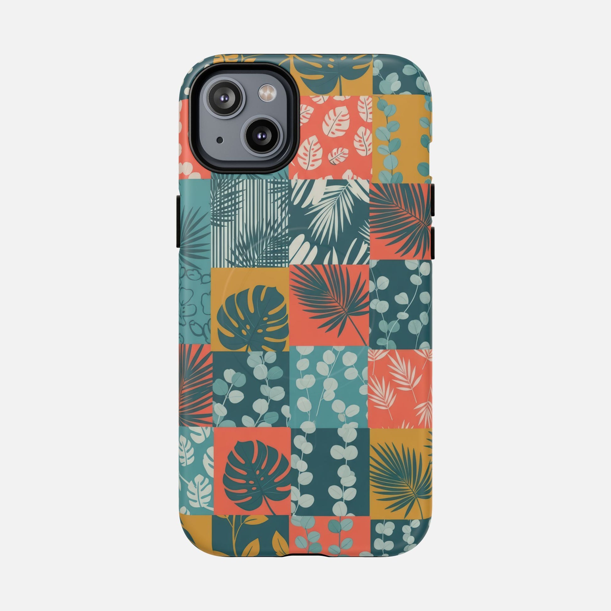 Tropical Patchwork Tough Magnetic Phone Case iPhone 14 Plus Matte Phone Case