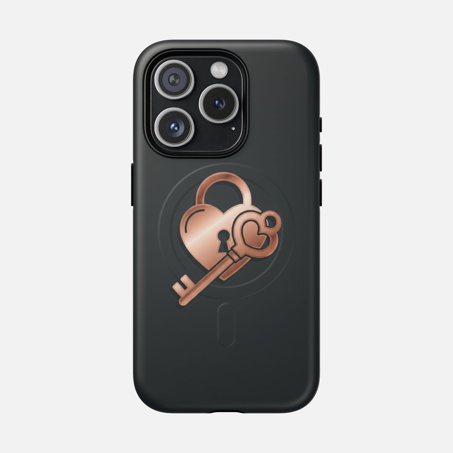 Rose Gold Lock & Key Design iPhone Case — Tough Magnetic | MagSafe Compatible