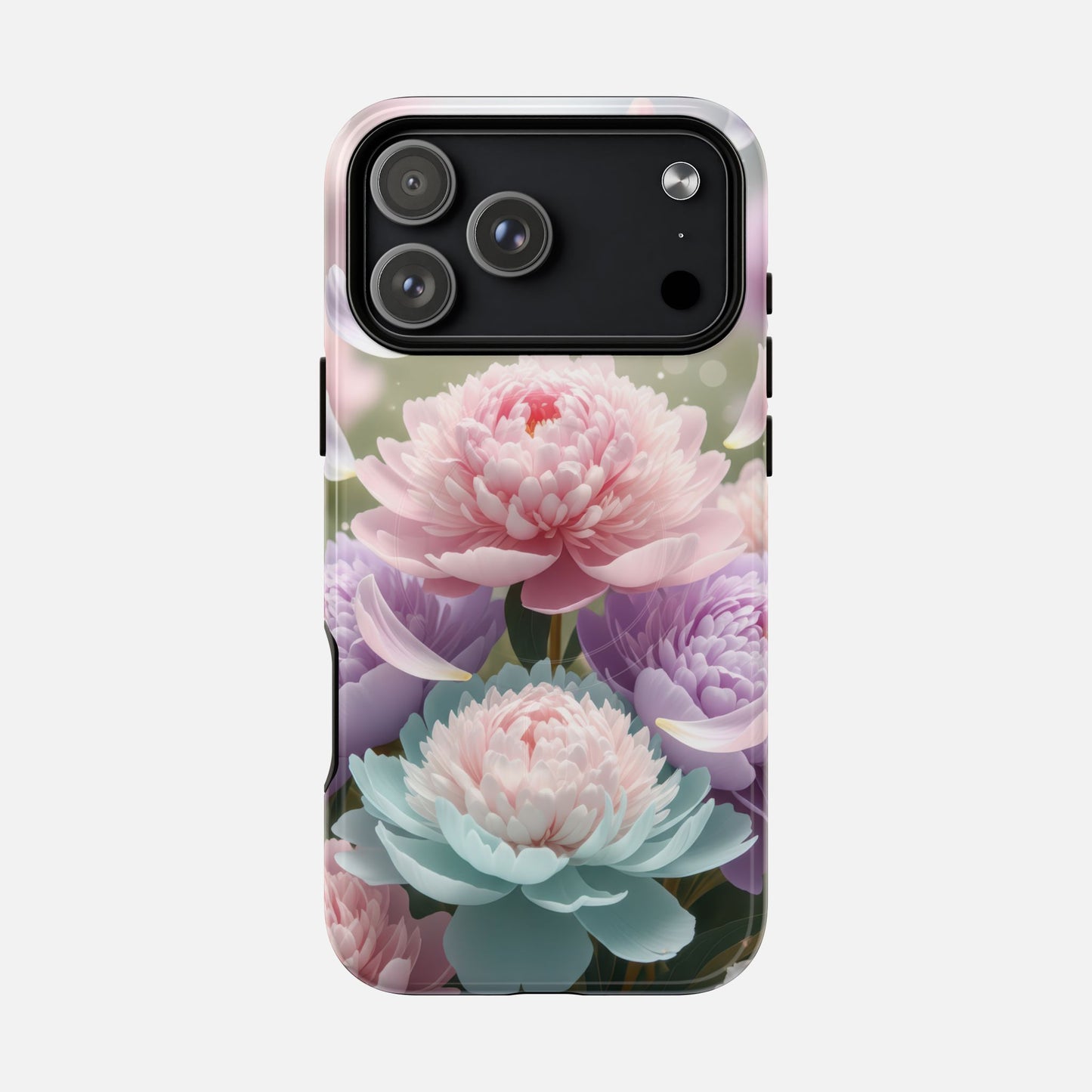 Floral Peony Tough Magnetic Phone Case — Pastel Peony Garden Protective Cover iPhone 17 Pro Max Glossy Phone Case