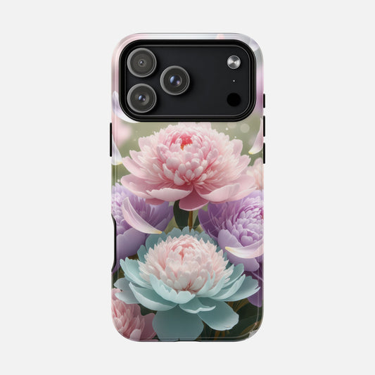 Floral Peony Tough Magnetic Phone Case — Pastel Peony Garden Protective Cover iPhone 17 Pro Max Glossy Phone Case