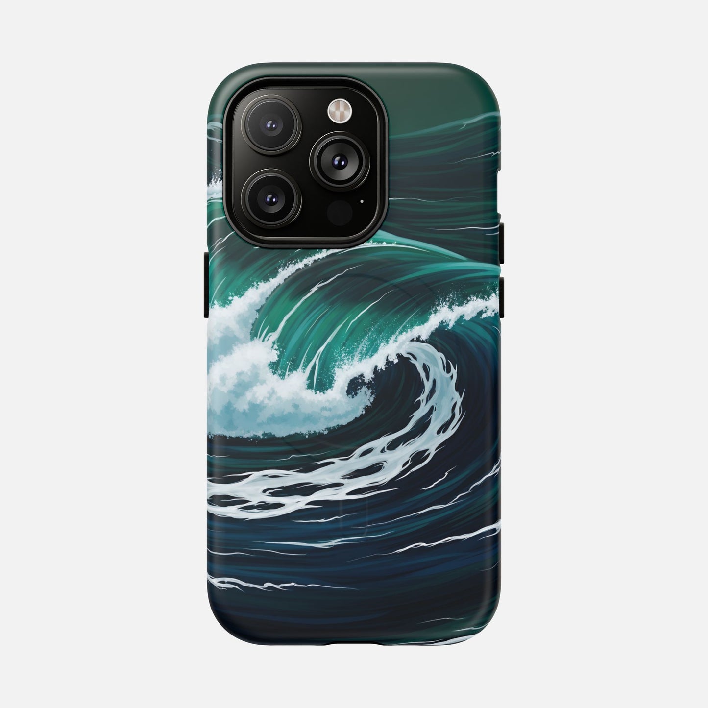 Ocean wave phone case with teal and navy design for iPhone Pro