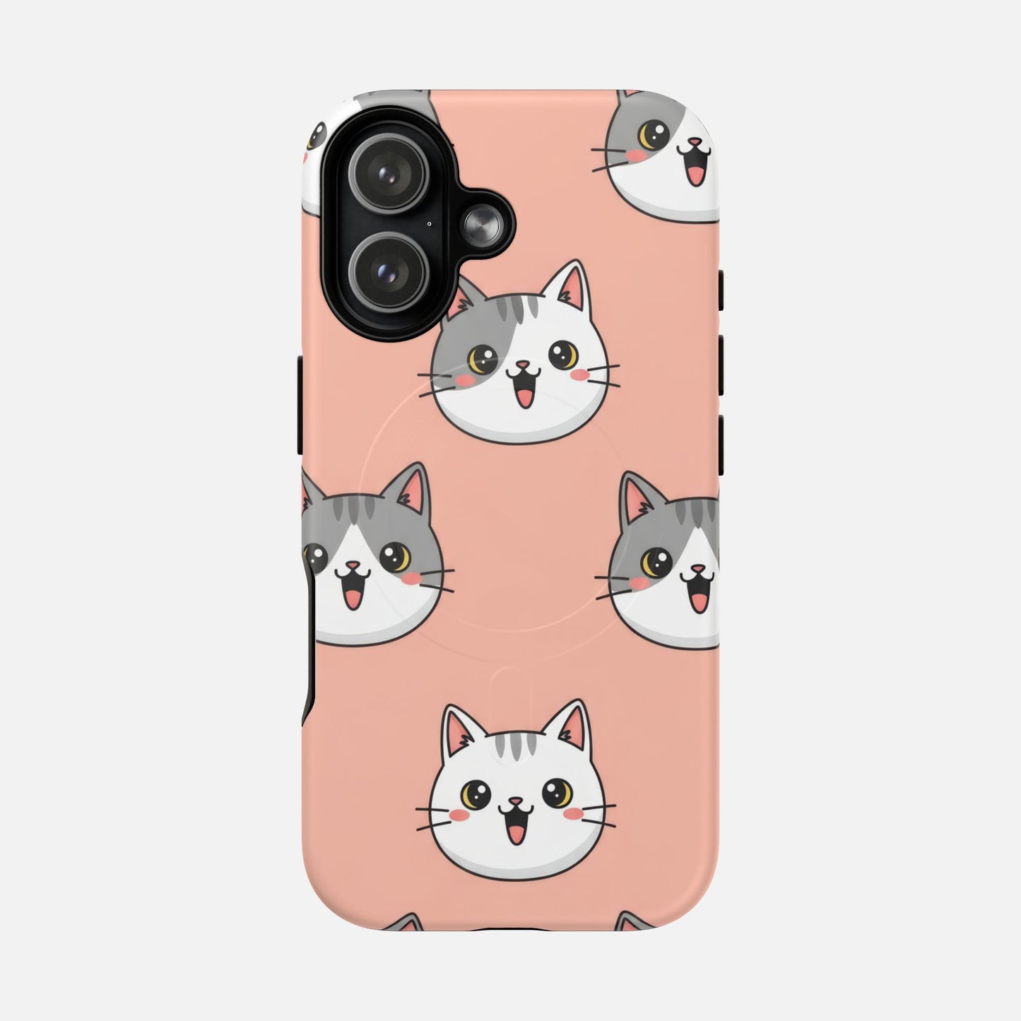 Cute Gray & White Cat iPhone Case — Tough Magnetic | MagSafe Compatible