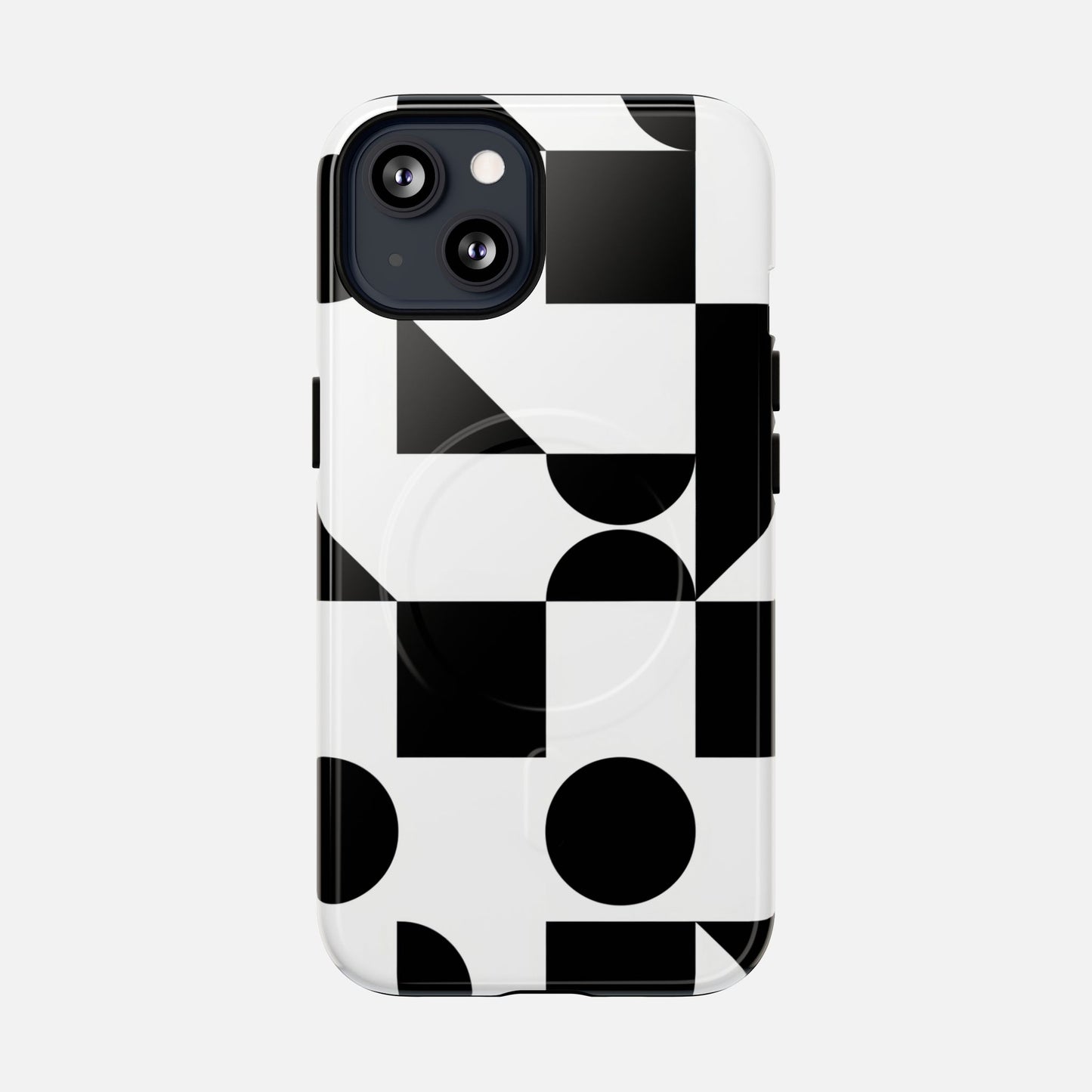 Geometric Black & White iPhone Case — Tough Magnetic | MagSafe Compatible