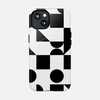 Geometric Black & White iPhone Case — Tough Magnetic | MagSafe Compatible