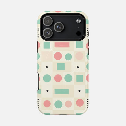 Pastel Circles & Squares iPhone Case — Tough Magnetic | MagSafe Compatible