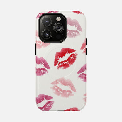 Pink Kiss Print iPhone Case — Tough Magnetic | MagSafe Compatible