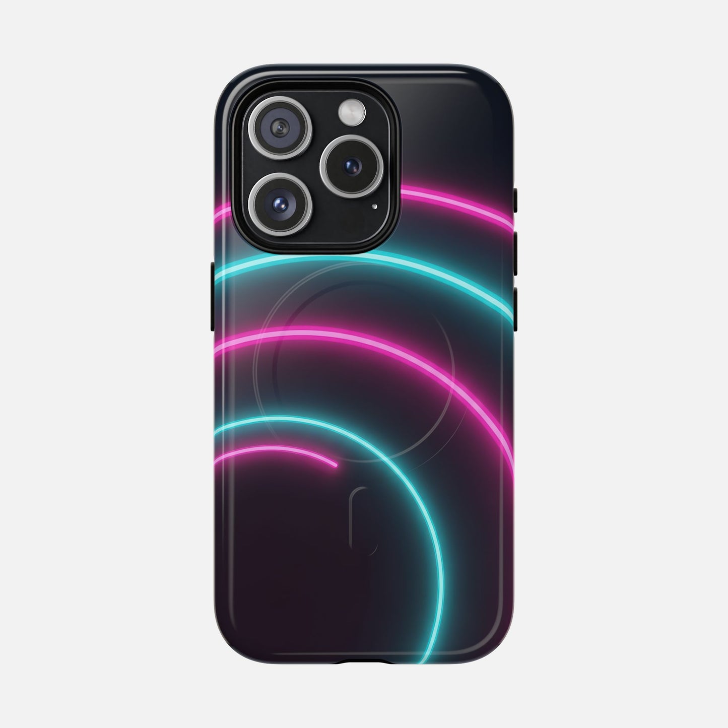 Neon Arc with Pink & Teal Glow iPhone Case — Tough Magnetic | MagSafe Compatible