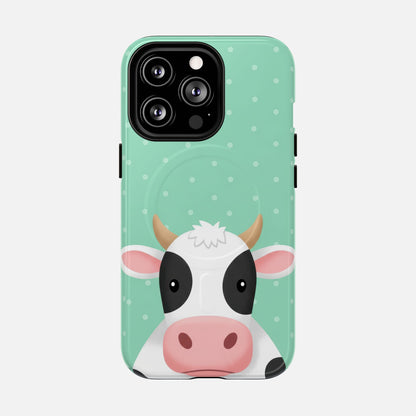 Cow Cartoon iPhone Case — Tough Magnetic | MagSafe Compatible
