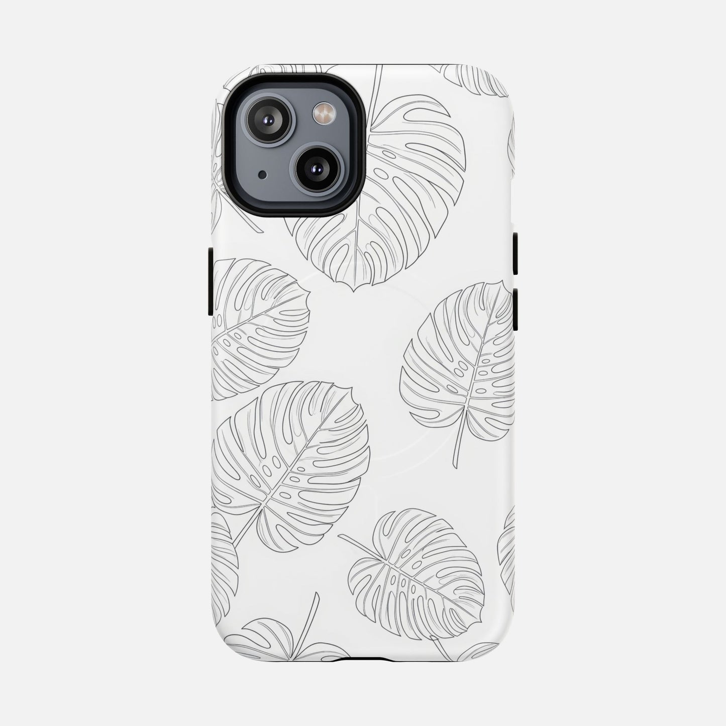 Monstera Leaf Clear Tropical Pattern iPhone Case — Tough Magnetic | MagSafe Compatible