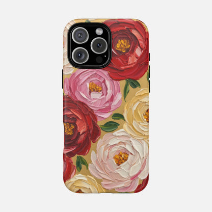 Floral Camellia With Rose & Blush Blooms iPhone Case — Tough Magnetic | MagSafe Compatible
