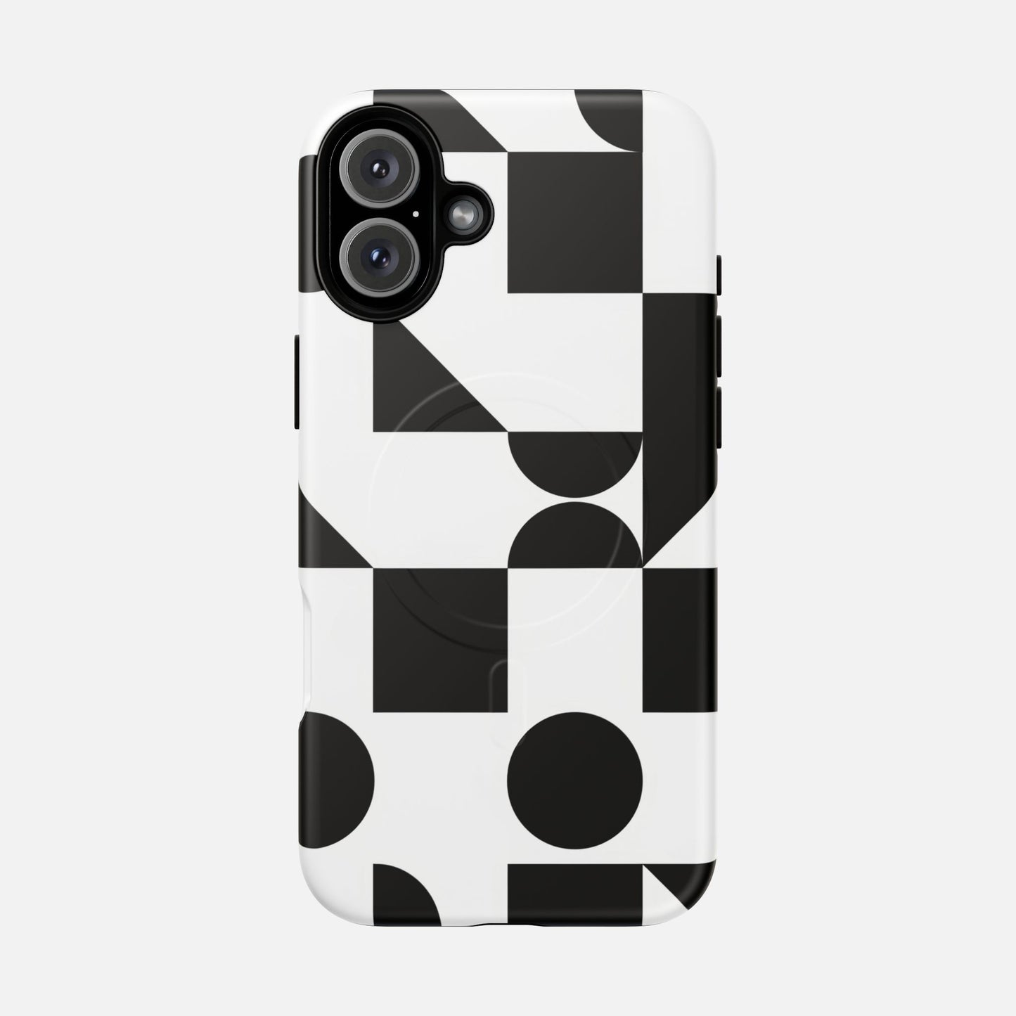 Geometric Black & White iPhone Case — Tough Magnetic | MagSafe Compatible