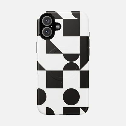 Geometric Black & White iPhone Case — Tough Magnetic | MagSafe Compatible
